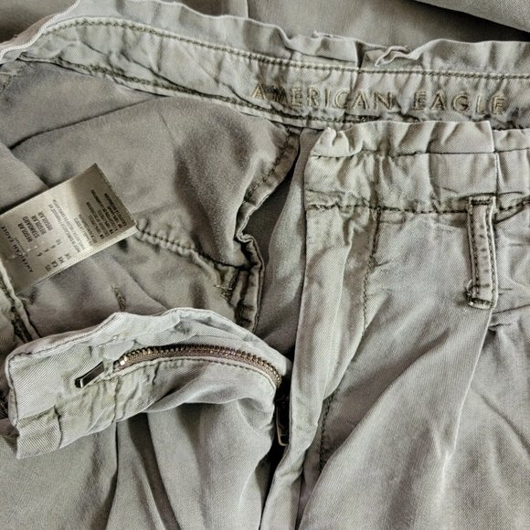 American Eagle Pants Womens 6 Green High Waist Wide Leg Paper Bag Crop - Picture 10 of 12